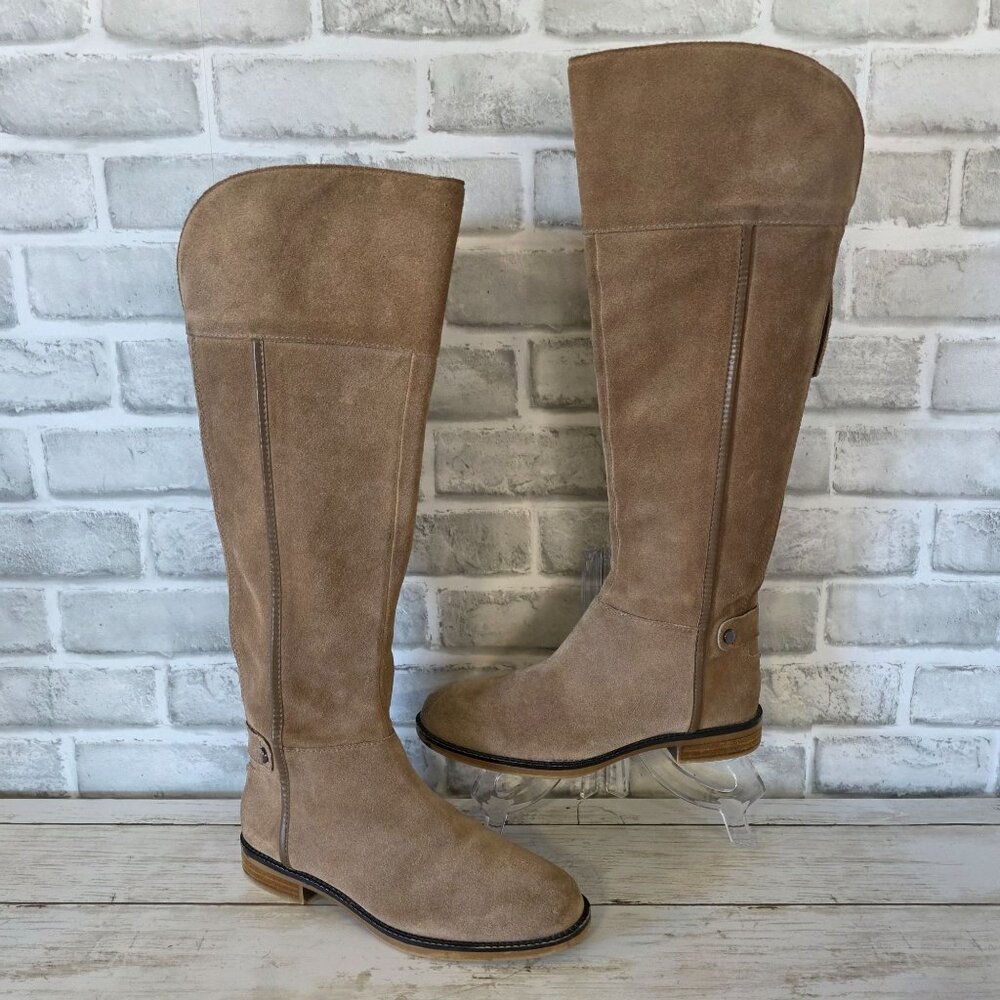 Franco Sarto Caydee Tan Suede Leather Wide Calf Tall Boots sz 6 Classic